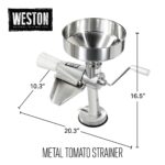 Weston Colador de tomate de metal, tolva de 1 galón, acero inoxidable