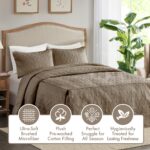 Cubrecama ajustable Quebec Madison Park E&E Co MP13-6479 damasco acolchado tamaño King 79x81 mas 24 profundidad caqui pa