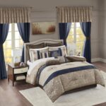 Juego de ropa de cama jacquard satinado Madison Park Essentials MPE10-814 24 piezas California King 104x92 pulgadas meda
