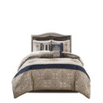 Juego de ropa de cama jacquard satinado Madison Park Essentials MPE10-814 24 piezas California King 104x92 pulgadas meda