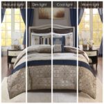 Juego de ropa de cama jacquard satinado Madison Park Essentials MPE10-814 24 piezas California King 104x92 pulgadas meda
