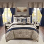 Juego de ropa de cama jacquard satinado Madison Park Essentials MPE10-814 24 piezas California King 104x92 pulgadas meda