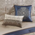 Juego de ropa de cama jacquard satinado Madison Park Essentials MPE10-814 24 piezas California King 104x92 pulgadas meda
