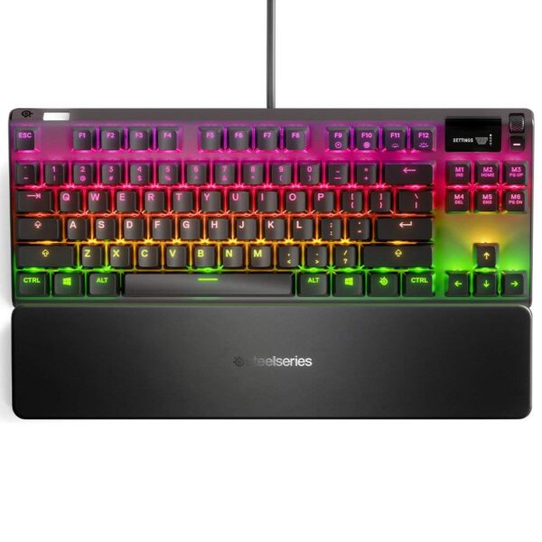Teclado Mecánico SteelSeries Apex 7 TKL 64646 interruptores rojos pantalla OLED iluminación RGB 16.8 millones de colores