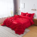 Edredón Queen Tache Home Fashion VEHY4174-Q victoriano romántico con volantes y rosas rojas 3 piezas