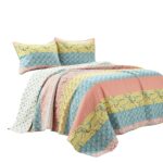 Juego de edredón reversible algodón Royal Empire Lush Decor Triangle Home Fashions 16T004631 3 piezas King azul coral es