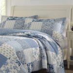 Juego de edredón Laura Ashley Revman Industries USHSA91126128 King algodón reversible estampado cachemira azul con funda