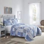 Juego de edredón Laura Ashley Revman Industries USHSA91126128 King algodón reversible estampado cachemira azul con funda