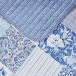 Juego de edredón Laura Ashley Revman Industries USHSA91126128 King algodón reversible estampado cachemira azul con funda
