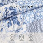 Juego de edredón Laura Ashley Revman Industries USHSA91126128 King algodón reversible estampado cachemira azul con funda