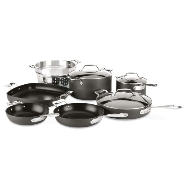 Batería de cocina All-Clad Essentials 11644914349 juego de ollas y sartenes antiadherente anodizado duro 10 piezas negro
