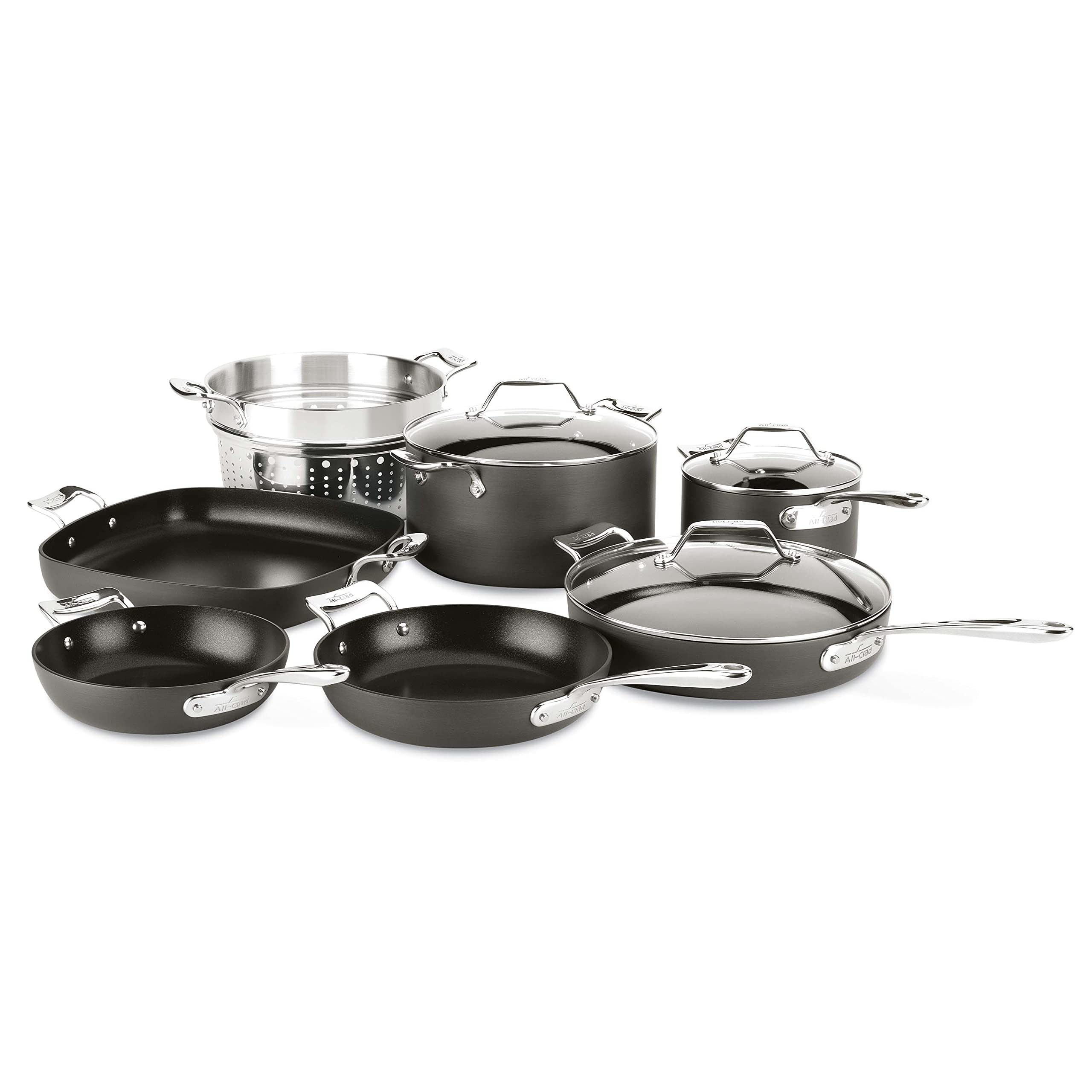 Version 1.0.0 Batería de cocina All-Clad Essentials 11644914349 juego de ollas y sartenes antiadherente anodizado duro 10 piezas negro