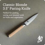 Cuchillo de pelar Shun Classic Blonde de 3.5 pulgadas, cuchillo japonés artesanal para verduras y frutas, núcleo VG-MAX