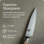 Cuchillo de pelar Shun Classic Blonde de 3.5 pulgadas, cuchillo japonés artesanal para verduras y frutas, núcleo VG-MAX
