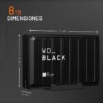 Disco Duro Externo para Gaming WD Black D10 WDBA3P0080HBK-NESN 8TB 250 MB/s 7200 RPM compatible con PlayStation Xbox PC