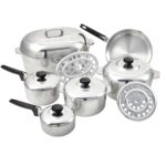 Batería de cocina IMUSA USA IMU-89305 Cajun de aluminio fundido 13 piezas color plateado