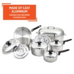 Batería de cocina IMUSA USA IMU-89305 Cajun de aluminio fundido 13 piezas color plateado