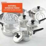 Batería de cocina IMUSA USA IMU-89305 Cajun de aluminio fundido 13 piezas color plateado