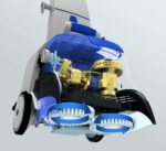 Extractor limpieza profunda Koblenz CC-1210 alfombras pisos duros con manguera tapicería y cepillos blanco azul