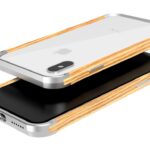 Funda VESEL XS008 iPhone X Xs madera de roble y aluminio platino plateado