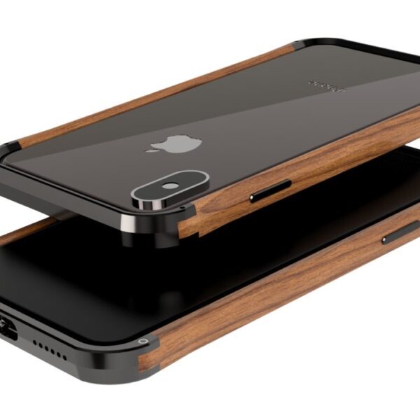 VESELDesign - Carcasa de madera y aluminio para iPhone Xs MAX (negro pulido y nogal)