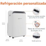 Aire acondicionado portátil 3 en 1 con deshumidificador y ventilador Basics MPPDA-08CRN8-BCG2 12000 BTU ASHRAE enfría ha