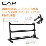 CAP 2-Tier & 3-Tier Dumbbell Rack for Home Gym, Heavy-Duty Steel Weight Storage Rack for Hex Dumbbells, Holds 5-35lb 5-5