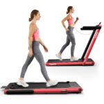 Caminadora plegable 2 en 1 Superbuy Superfit motor 2.25 HP bajo escritorio control remoto pantalla LED 7.5 MPH hogar ofi