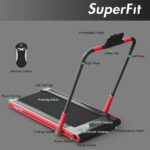 Caminadora plegable 2 en 1 Superbuy SH37590-RE motor 2.25 HP 0.6 a 7.5 mph bajo escritorio Bluetooth altavoz LED plegabl