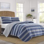 Juego de edredón reversible a rayas Nautica Revman International USHSA91133027 tamaño Queen azul altmarsh 3 piezas con f