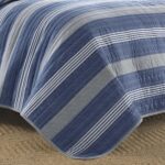 Juego de edredón reversible a rayas Nautica Revman International USHSA91133027 tamaño Queen azul altmarsh 3 piezas con f