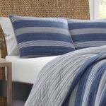 Juego de edredón reversible a rayas Nautica Revman International USHSA91133027 tamaño Queen azul altmarsh 3 piezas con f