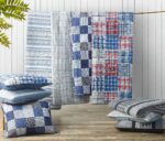 Juego de edredón reversible a rayas Nautica Revman International USHSA91133027 tamaño Queen azul altmarsh 3 piezas con f