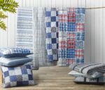 Juego de edredón reversible a rayas Nautica Revman International USHSA91133027 tamaño Queen azul altmarsh 3 piezas con f