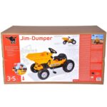 Big: Jim Dumper Ride-On - Vehículo de juguete de granja y construcción, camión con cama abatible, volante, bocina, asien