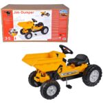 Big: Jim Dumper Ride-On - Vehículo de juguete de granja y construcción, camión con cama abatible, volante, bocina, asien