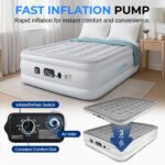 Colchon de aire autoinflable SereneLife SLABFL60 tamano matrimonial 18 pulgadas capacidad 700 libras bomba integrada alt