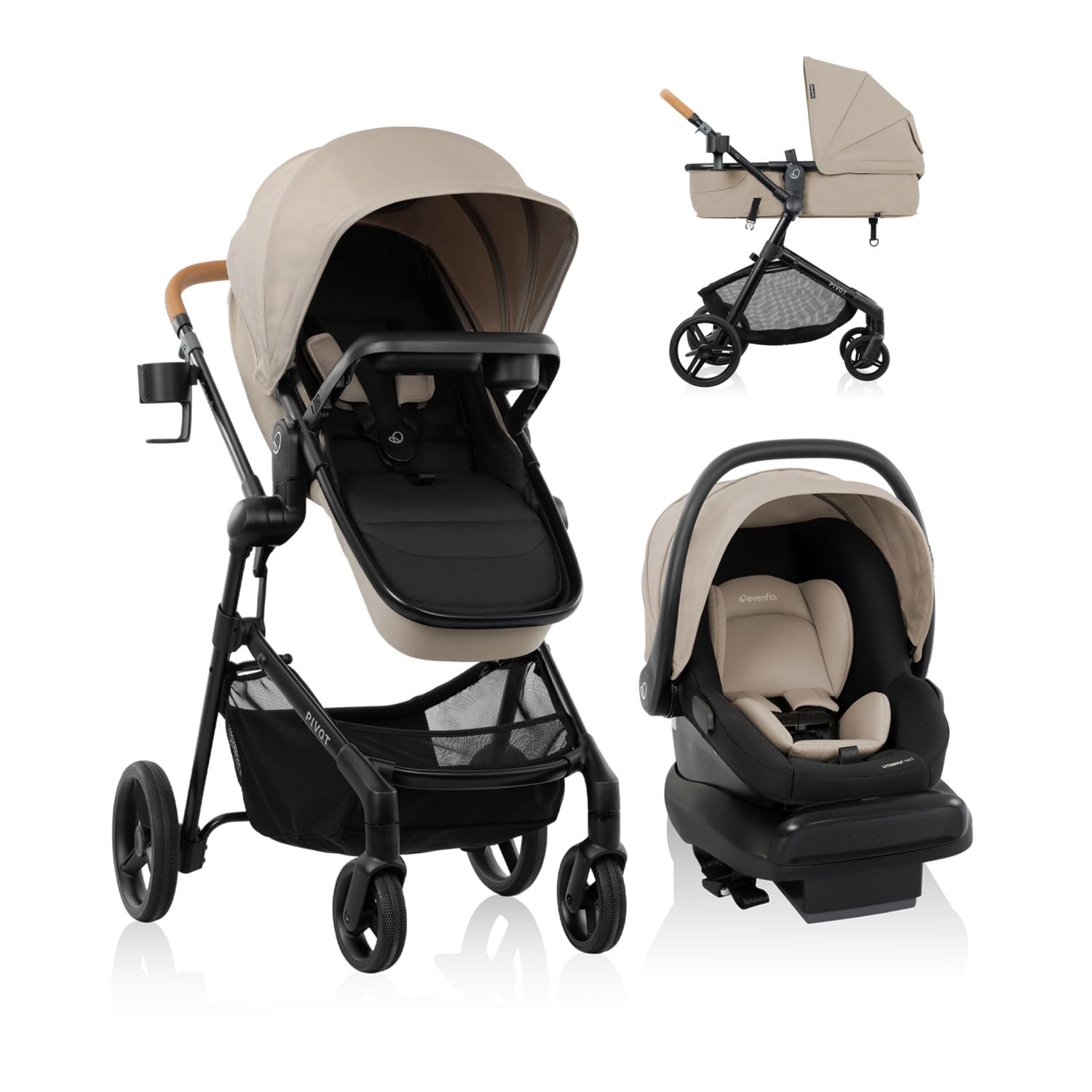 Version 1.0.0 Sistema de viaje Pivot NXT Evenflo TS101412572 cochecito y asiento auto infantil LiteMax NXT café late