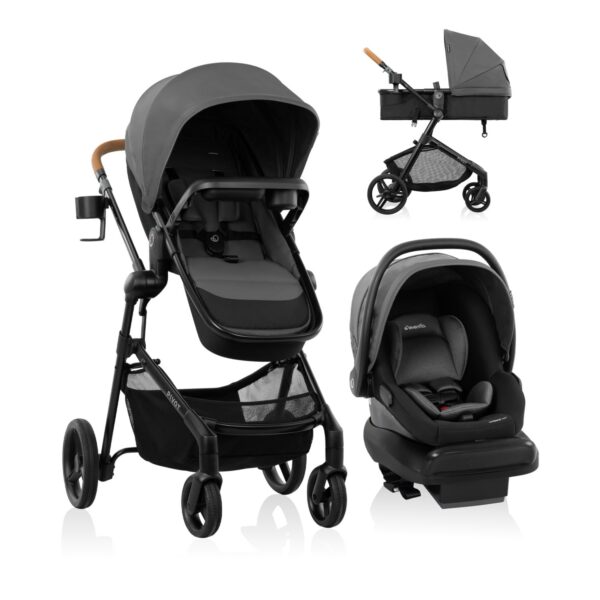 Evenflo Sistema de viaje Pivot NXT con asiento de automóvil infantil LiteMax NXT (gris Silverado)