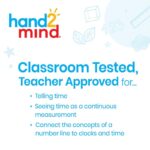 hand2mind NumberLine - Reloj de enseñanza para aprender a decir la hora, reloj analógico de aprendizaje en el aula, mani