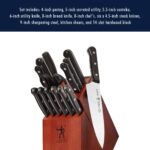 HENCKELS Solution - Juego de 15 cuchillos ultraafilados con bloque, cuchillo de chef, cuchillo de pan, cuchillo de carne