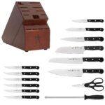 HENCKELS Solution - Juego de 15 cuchillos ultraafilados con bloque, cuchillo de chef, cuchillo de pan, cuchillo de carne