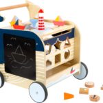 Small Foot - Andador de madera para bebés de ballena - Centro de actividades clásico 5 en 1 - Juguete interactivo con cl