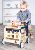 Small Foot - Andador de madera para bebés de ballena - Centro de actividades clásico 5 en 1 - Juguete interactivo con cl