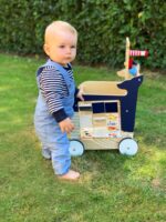 Small Foot - Andador de madera para bebés de ballena - Centro de actividades clásico 5 en 1 - Juguete interactivo con cl