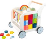 Small Foot Wooden Toys - Andador de elefante dulce prémium y centro de actividades 5 en 1 diseñado para niños pequeños d