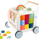 Small Foot Wooden Toys - Andador de elefante dulce prémium y centro de actividades 5 en 1 diseñado para niños pequeños d