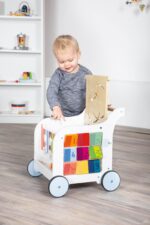 Small Foot Wooden Toys - Andador de elefante dulce prémium y centro de actividades 5 en 1 diseñado para niños pequeños d