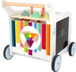 Small Foot Wooden Toys - Andador de elefante dulce prémium y centro de actividades 5 en 1 diseñado para niños pequeños d