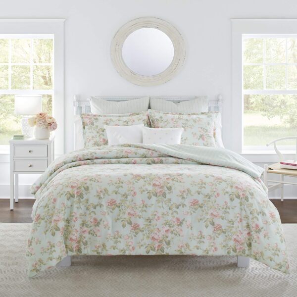 Juego de edredón reversible Laura Ashley Revman International USHS8K1146478 algodón talla King color azul pastel Madelyn